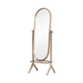 Elegant Full-Length Stand Mirror with Gold Frame and Base Shelf