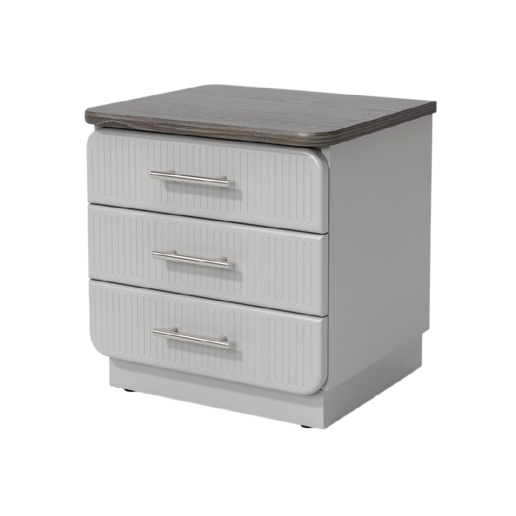 Modern Three-Drawer Nightstand with Wood Top