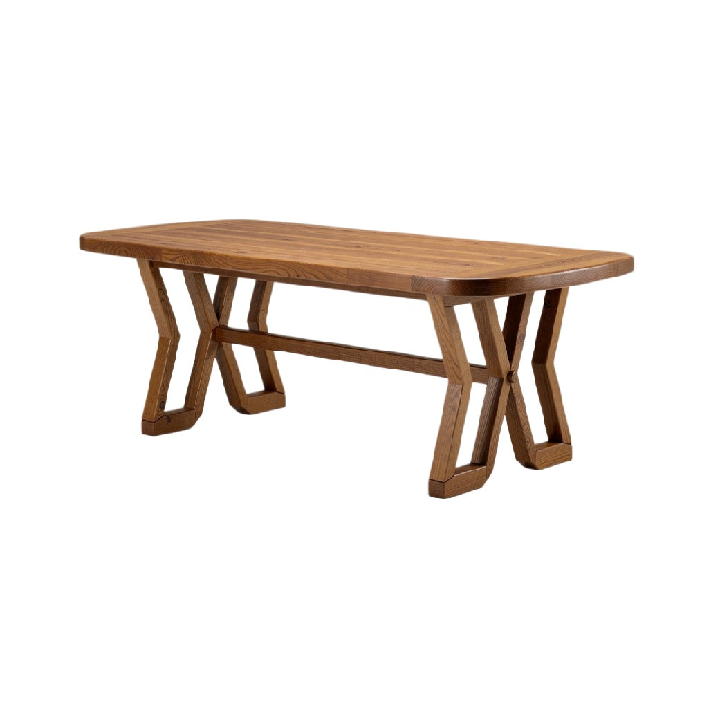 Modern Wooden Dining Table with Unique Cross-Leg Design